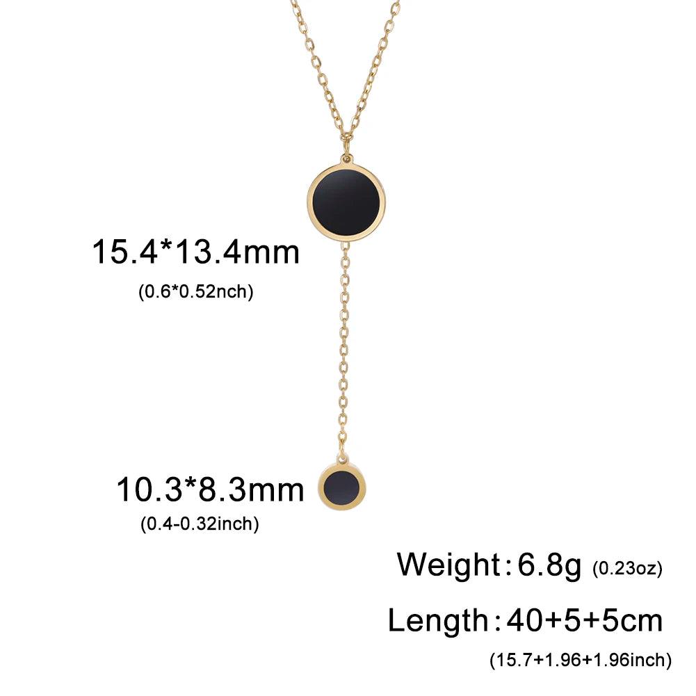Women's Stainless Steel Minimalist Black Round Double Layer Choker Necklace - Lovez Aqua© - Gold 1