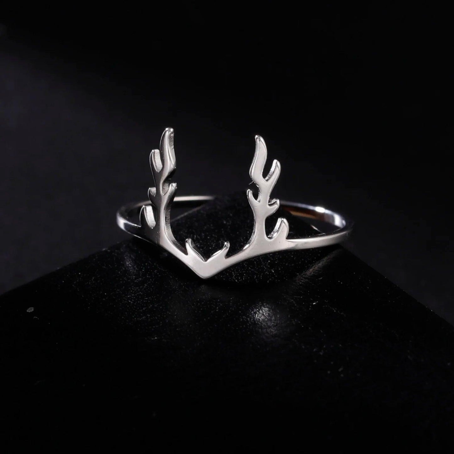 Women’s Stainless Steel Ring with Elegant Elk Antlers Design - Lovez Aqua© -