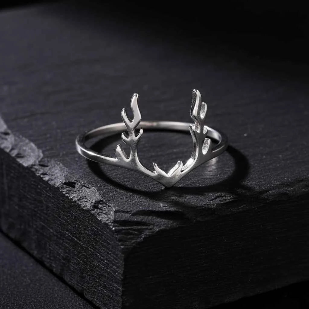 Women's Woodland Elk Antlers Nature Inspired Stag Ring