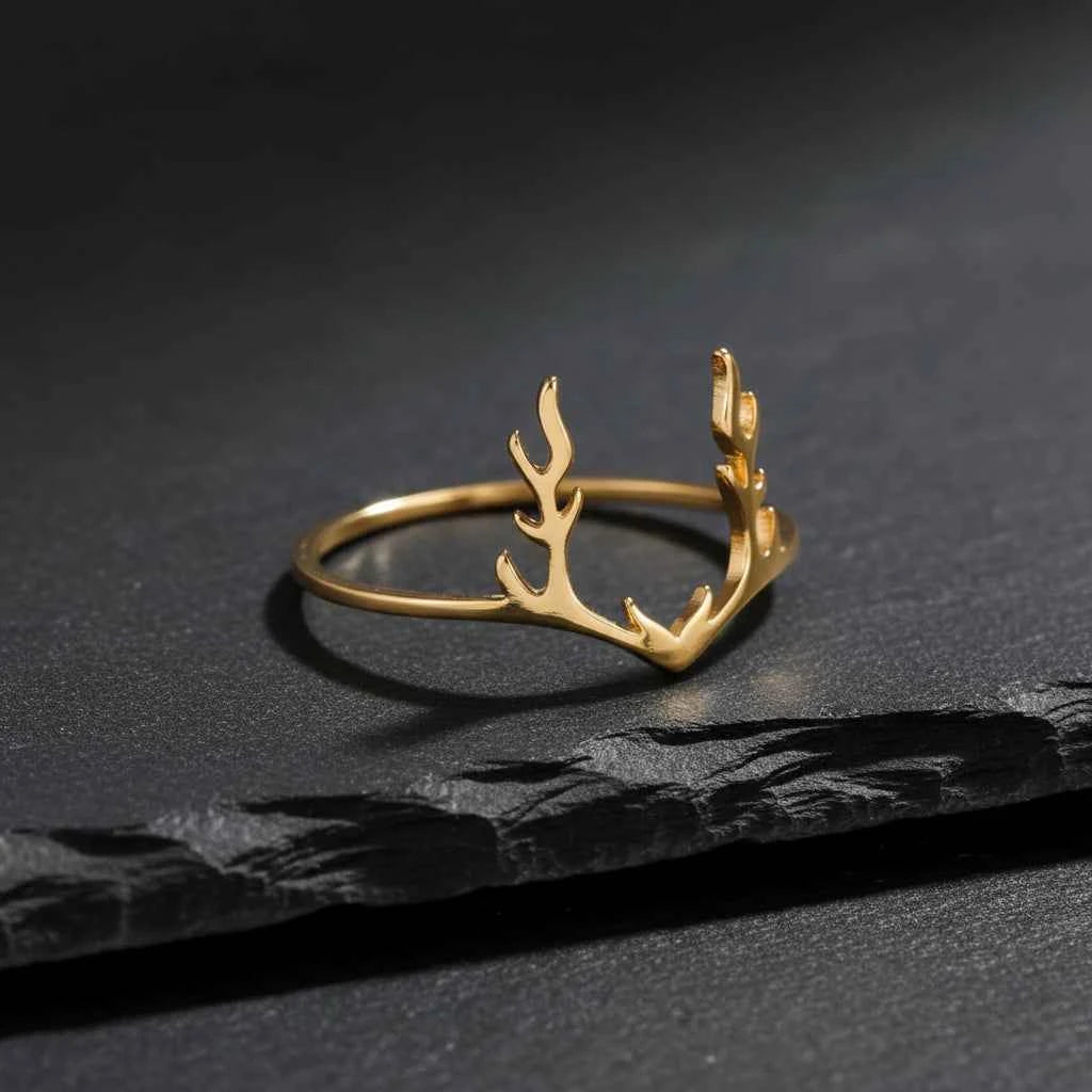 Women's Woodland Elk Antlers Nature Inspired Stag Ring