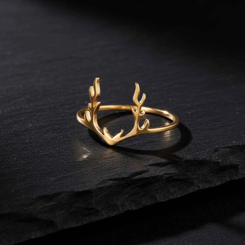 Women's Woodland Elk Antlers Nature Inspired Stag Ring