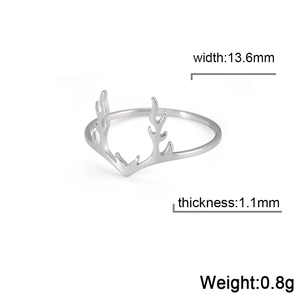 Women’s Stainless Steel Ring with Elegant Elk Antlers Design - Lovez Aqua© - Silver / 7