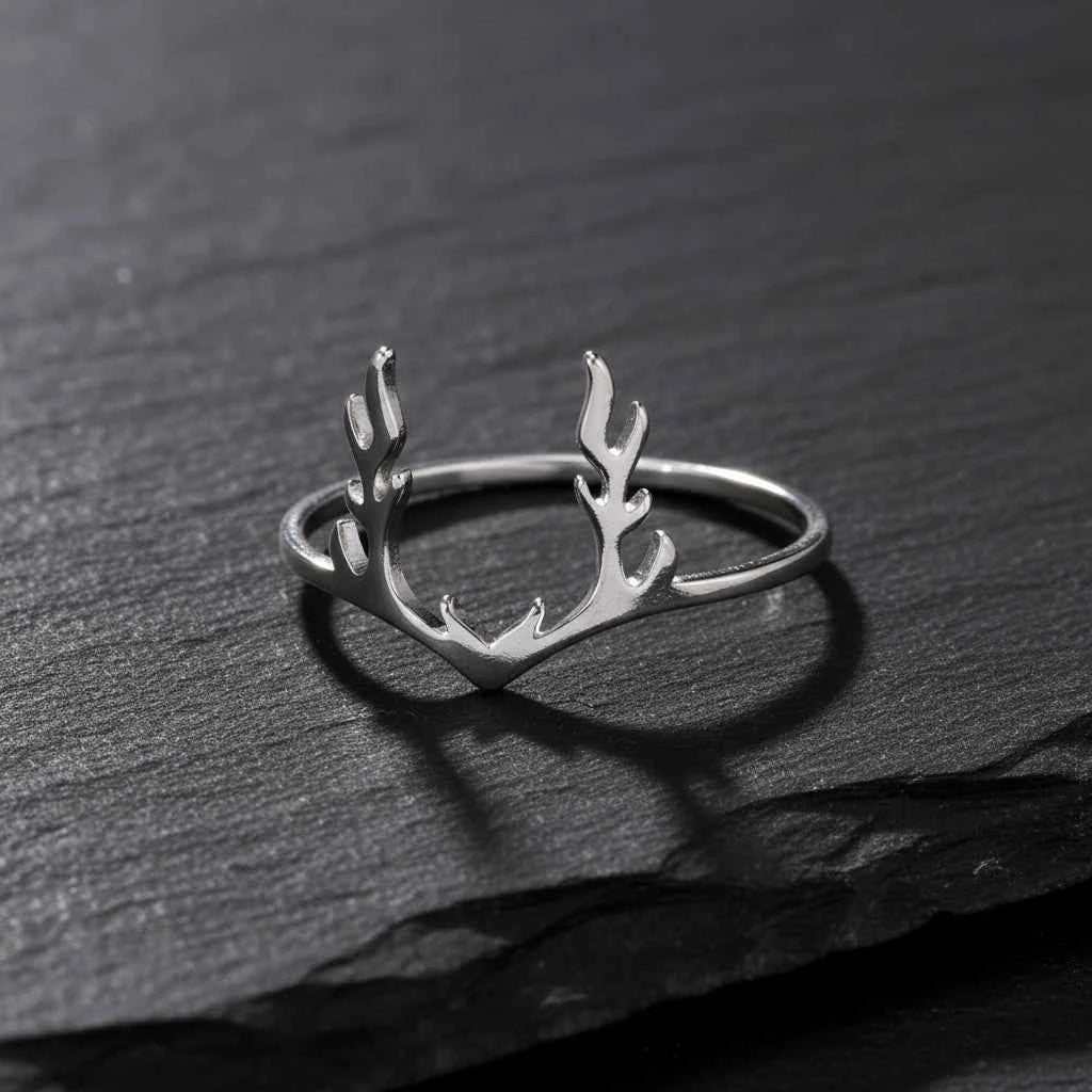 Women's Woodland Elk Antlers Nature Inspired Stag Ring