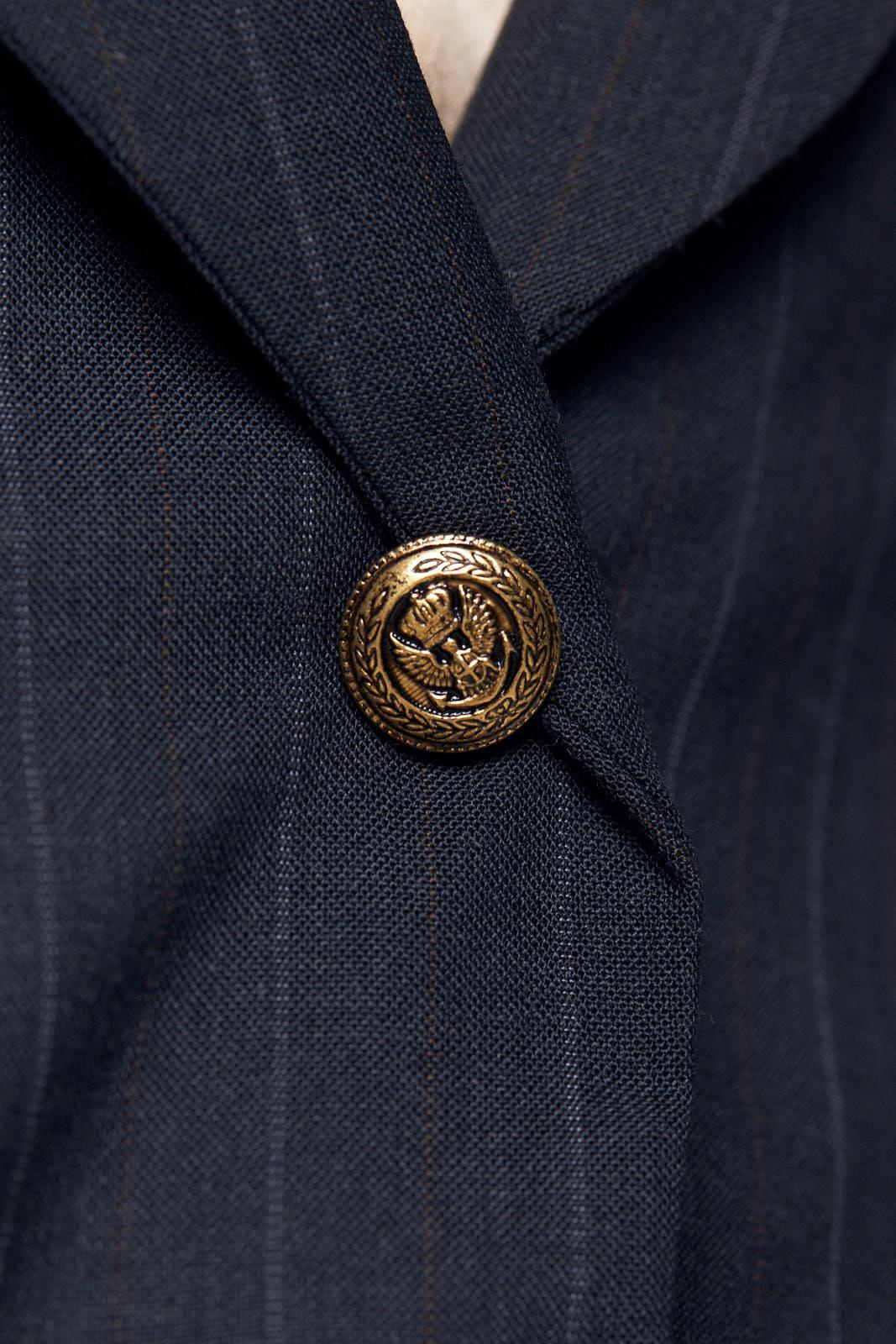 Women's Tailored Dark Gray Belted Woolen Blazer with Notched Lapel - Lovez Aqua© -