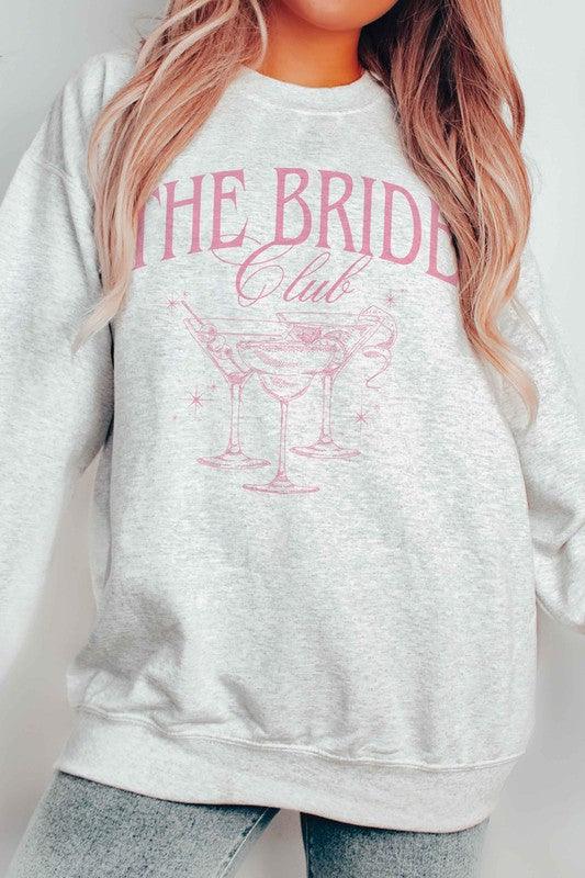 Women's "The Bride Club" Martini Glasses Bridesmaids Sweatshirt - Lovez Aqua© - Ash / S
