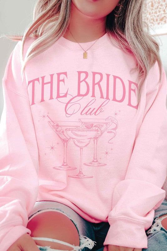 Women's "The Bride Club" Martini Glasses Bridesmaids Sweatshirt - Lovez Aqua© - Pink / S