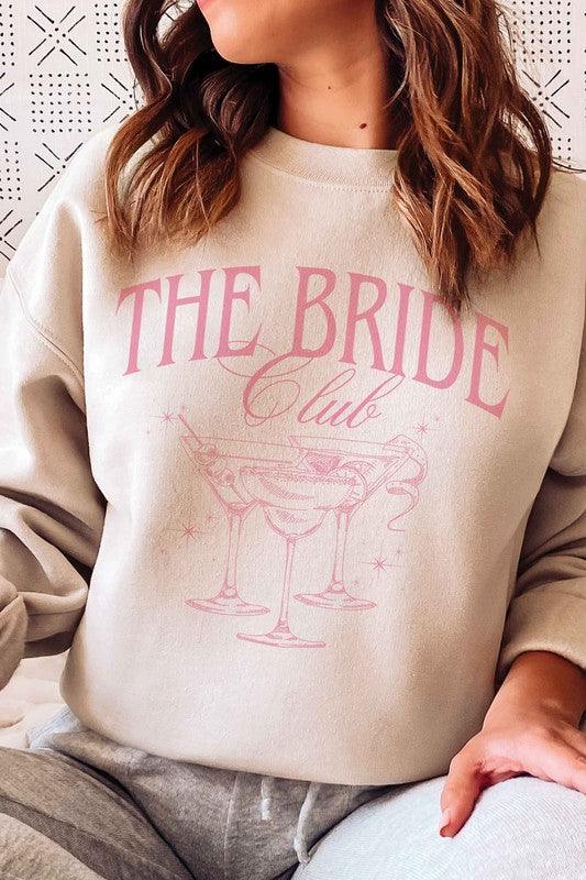 Women's "The Bride Club" Martini Glasses Bridesmaids Sweatshirt - Lovez Aqua© - Sand / S