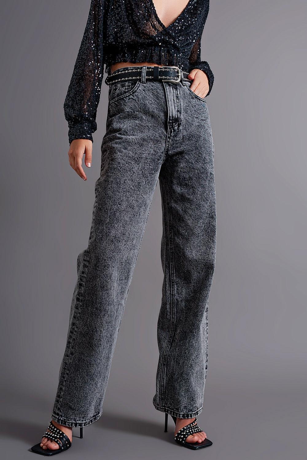 Women's Vintage Style High Waisted Faded Black Jeans - Lovez Aqua© -