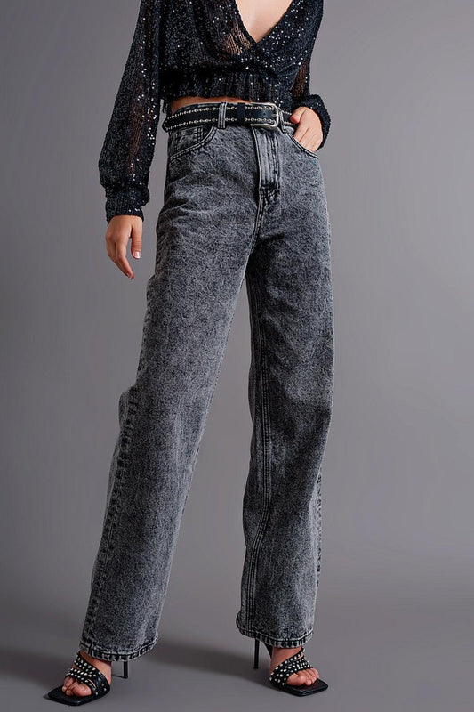 Women's Vintage Style High Waisted Faded Black Jeans - Lovez Aqua© -