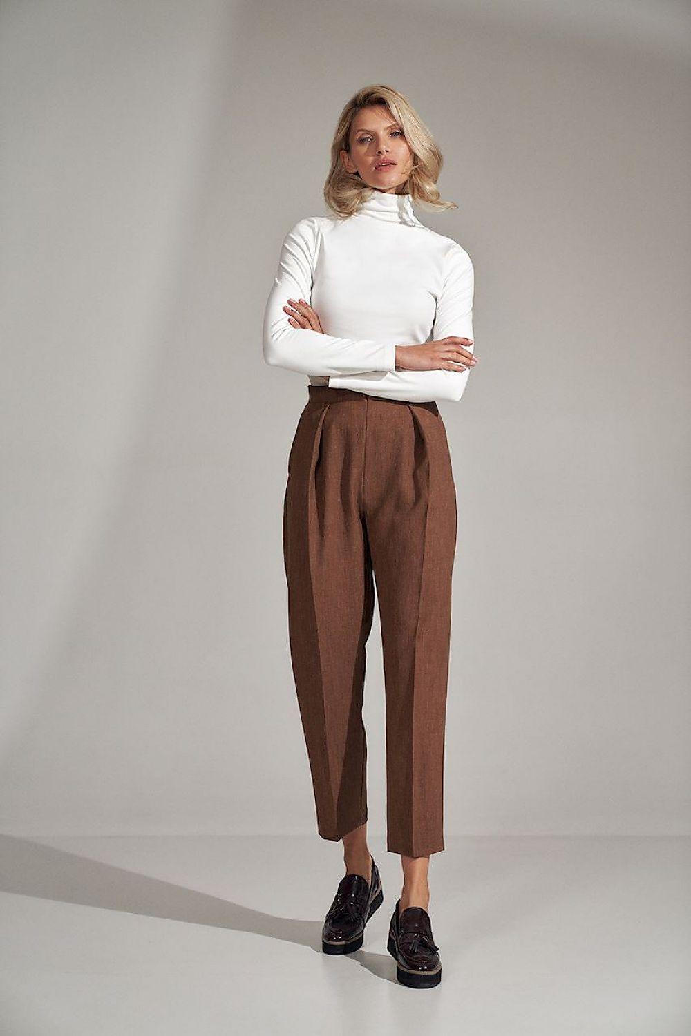 Women's White Classic Ecru Blouse With Turtleneck & Long Sleeves - Lovez Aqua© -
