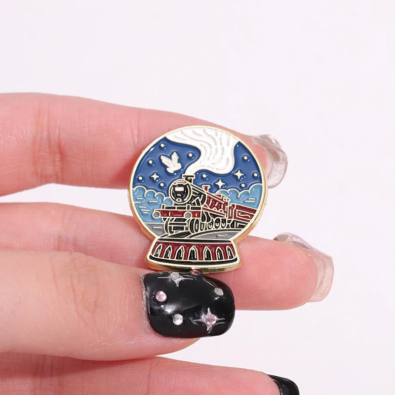Harry Potter Night Hogwarts Castle & Hogwarts Express Train Lapel Brooch - Harry Potter -