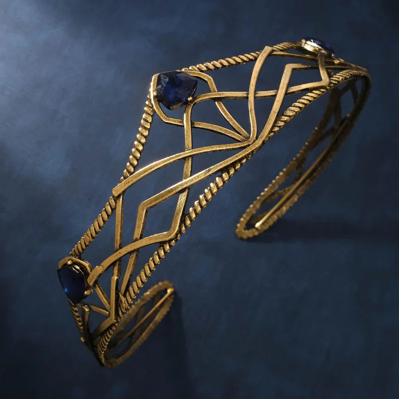 Women's Elvish Inspired Gold Silver Baroque Crystal Tiara - Lovez Aqua© -