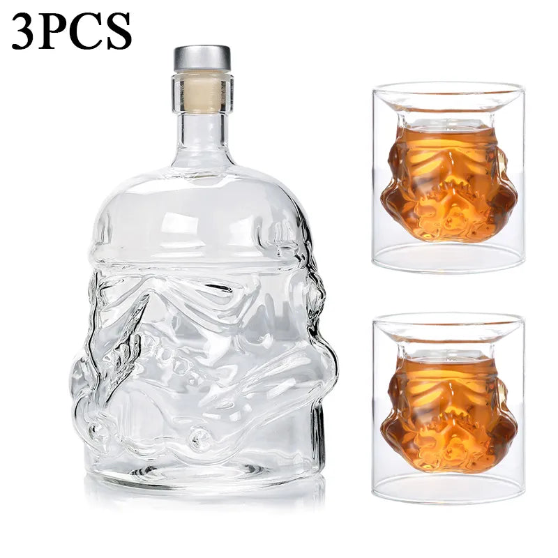 Disney Star Wars Storm Trooper Helmet Shaped Wine Decanter & Optional Glass Set - Lovez Aqua© - Bottle & 2 Glasses