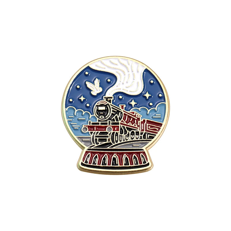 Harry Potter Night Hogwarts Castle & Hogwarts Express Train Lapel Brooch - Harry Potter - Hogwarts Express