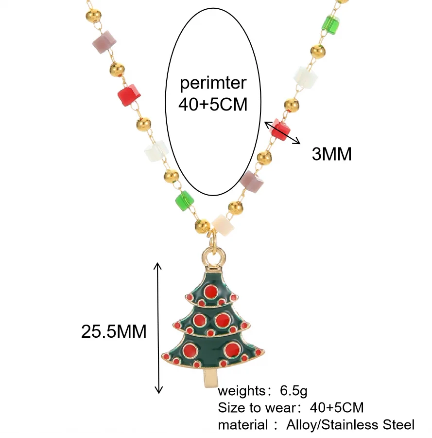 Women's Festive Christmas Themed Beaded Pendant Necklace - Lovez Aqua© -