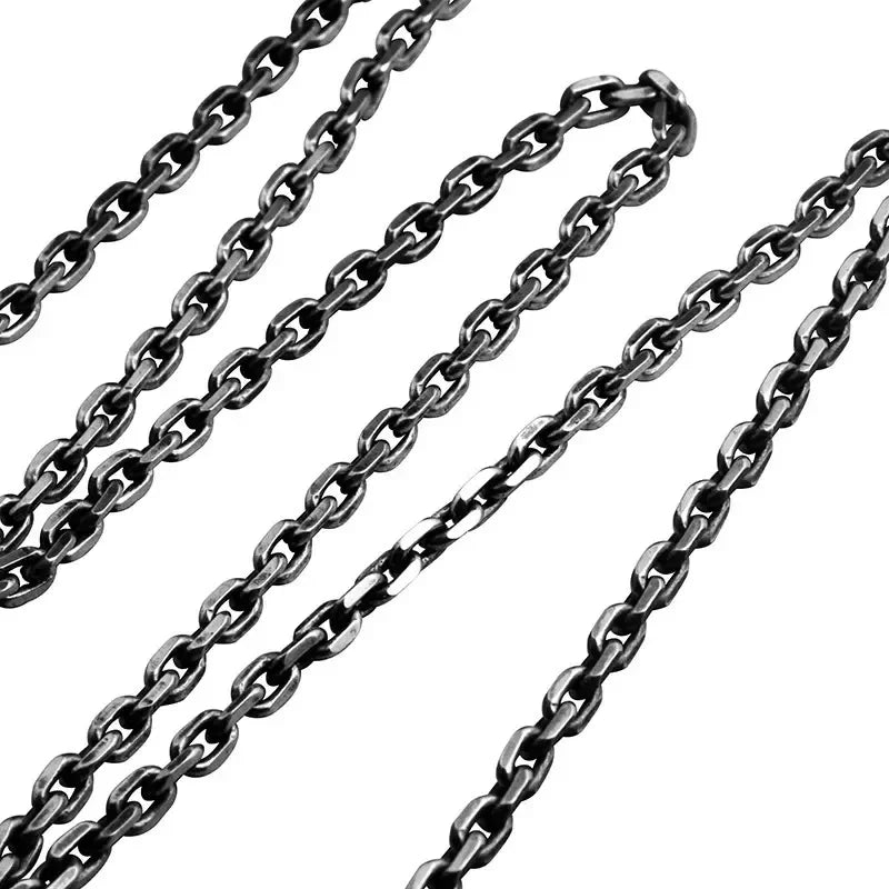 Real Pure 925 Sterling Silver Unisex Vintage Viking Link Chain Necklace - Lovez Aqua© -