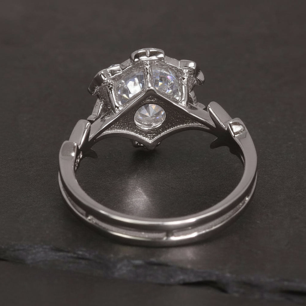 Real S925 Sterling Silver & Zircon LOTR Lady Galadriel Nenya The Ring of Adamant - Lord of the Rings -