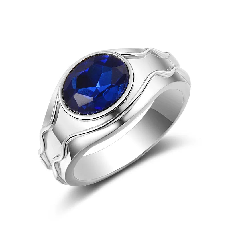 Lord of the Rings Lord Elrond's Vilya Ring of Air Sapphire Stone Ring - Lord of the Rings - Silver / 7