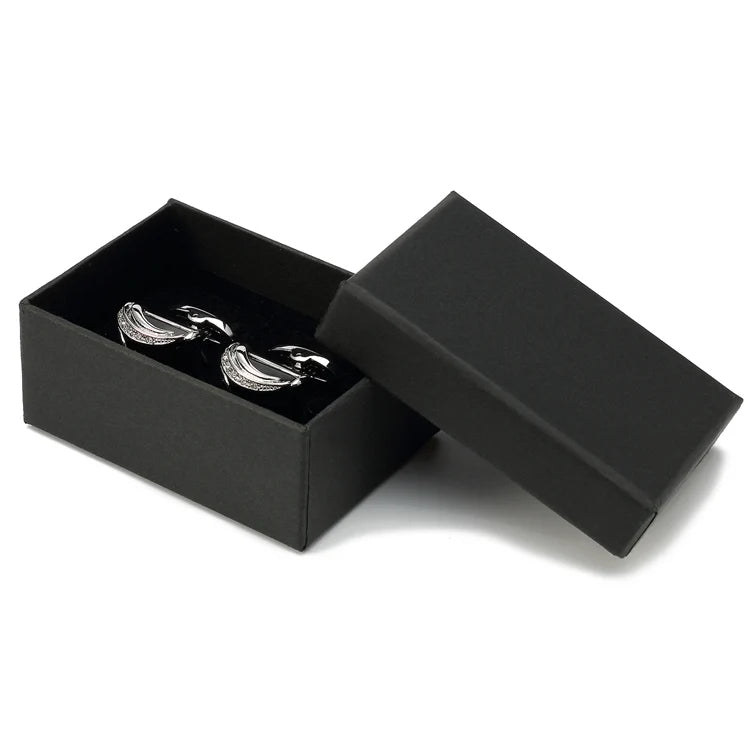 Men's Luxurious Gold Crystal Glass Rectangle Cufflinks with Rhinestone Accents - Lovez Aqua© - Platinum