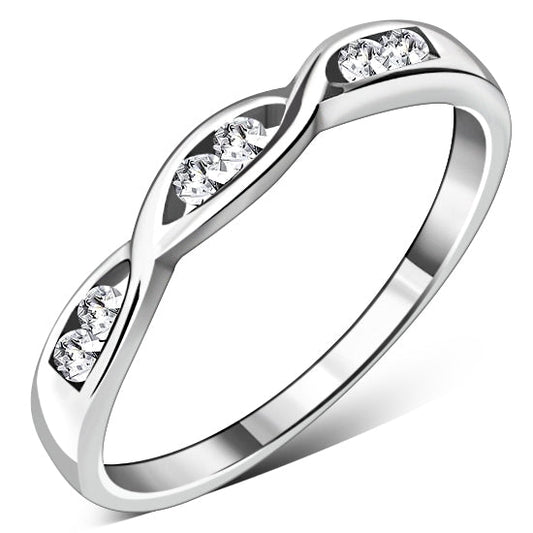 S925 Sterling Silver & Intwined Cubic Zirconia Women's Ring - Lovez Aqua© -