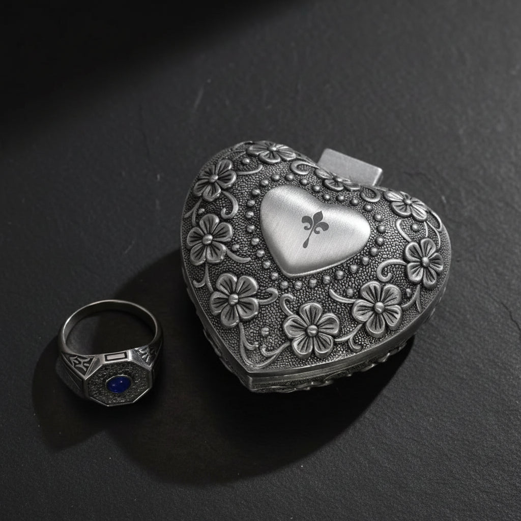 The Originals Vampire Diaries S925 Sterling Silver Klaus Mikaelson Daylight Ring - The Vampire Diaries - Silver Ring and Heart Box / 7