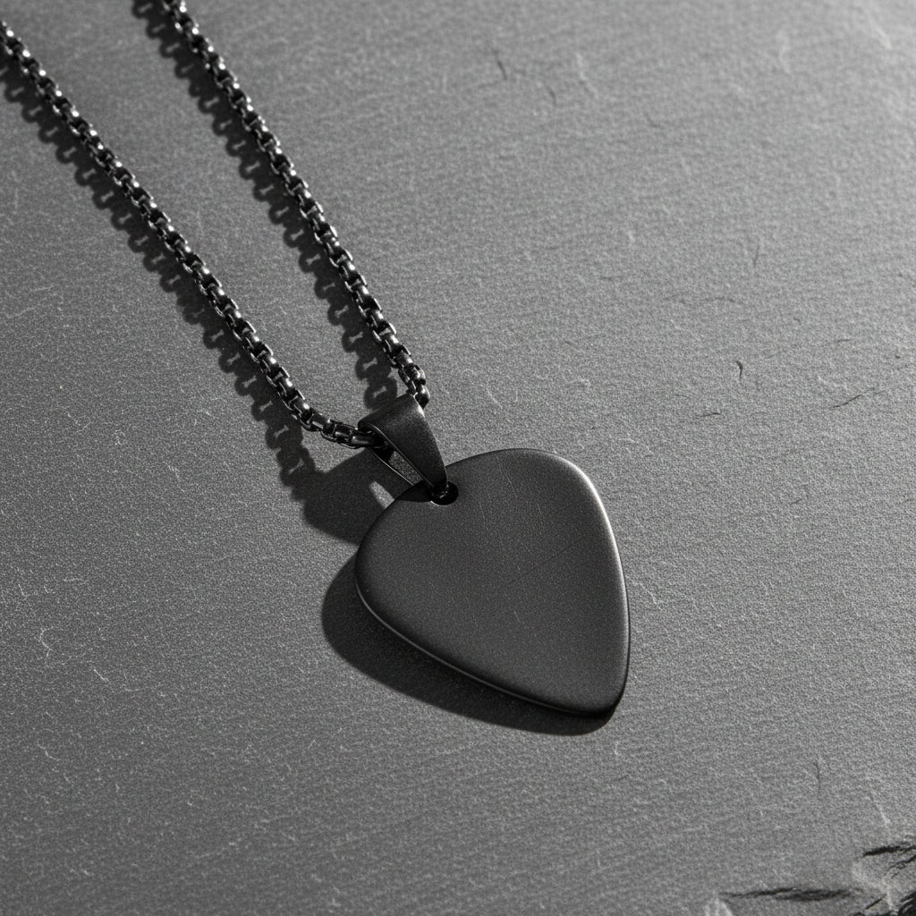 Men's Stainless Steel Guitar Pick Pendant Necklace - Lovez Aqua© -