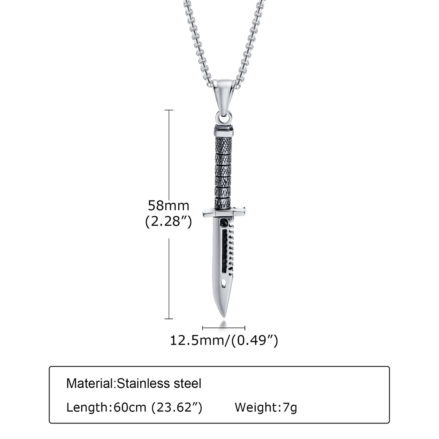 Men's Retro Punk Stainless Steel Dagger Pendant Necklace - Lovez Aqua© -