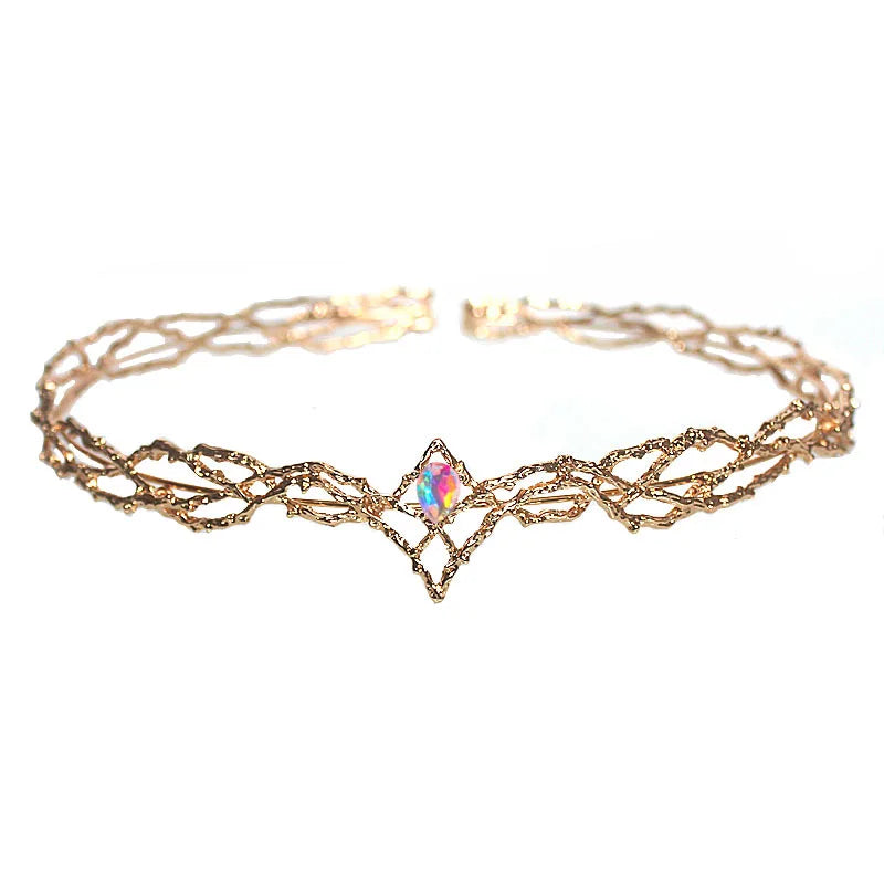 Lord of the Rings Elven King Thrandiul Delicate Elvish Waterdrop Crystal Crown - Lord of the Rings - Gold 2