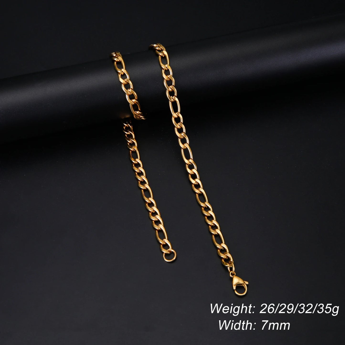 Men's Minimalist Chunky Basic Punk Stainless Steel Chain Necklace - Lovez Aqua© - Figaro chain 7mm G / 50cm-20inches