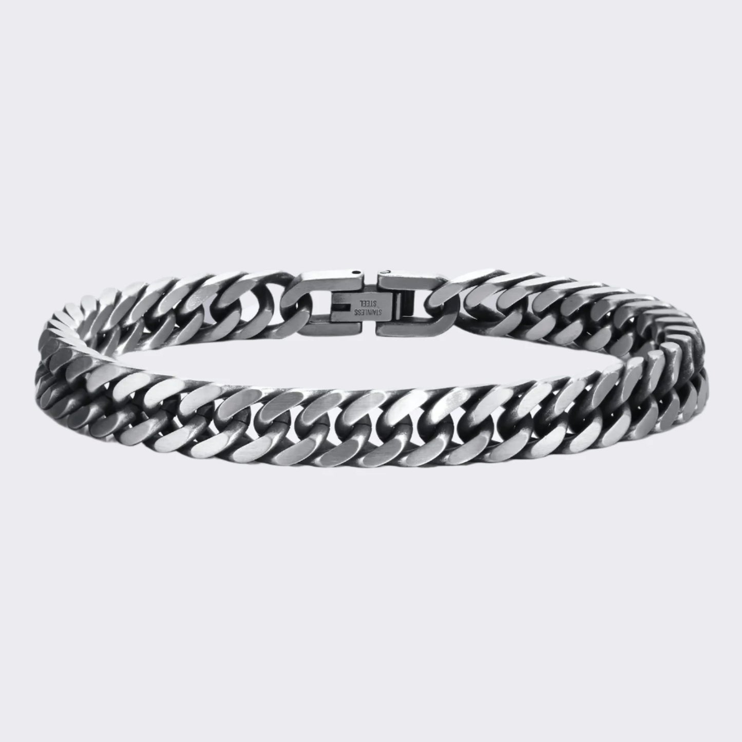 Men's Chunky Retro Stainless Steel Curb Dome Cuban Link Chain Bracelet - Lovez Aqua© -