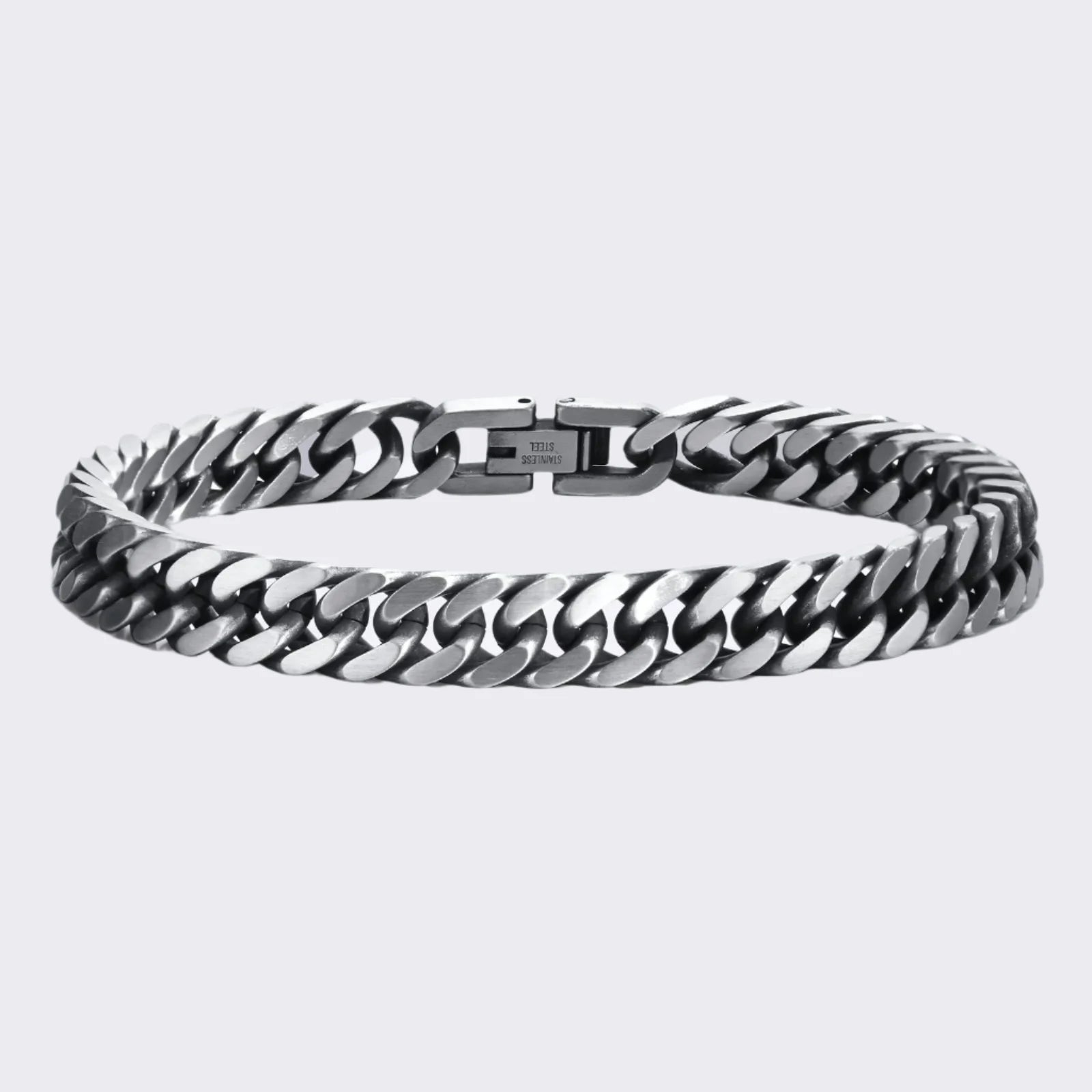 Men's Chunky Retro Stainless Steel Curb Dome Cuban Link Chain Bracelet - Lovez Aqua© -