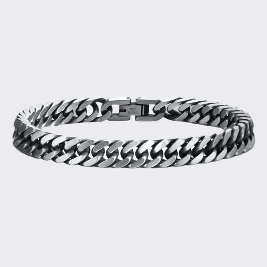 Men's Chunky Retro Stainless Steel Curb Dome Cuban Link Chain Bracelet - Lovez Aqua© -