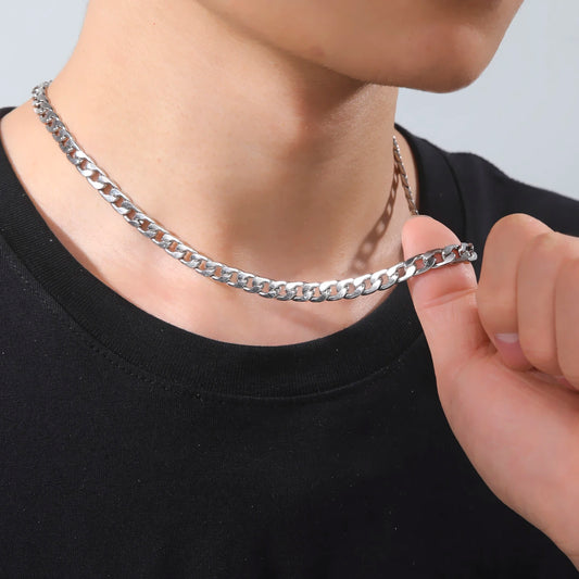 Men's Minimalist Chunky Basic Punk Stainless Steel Chain Necklace - Lovez Aqua© -