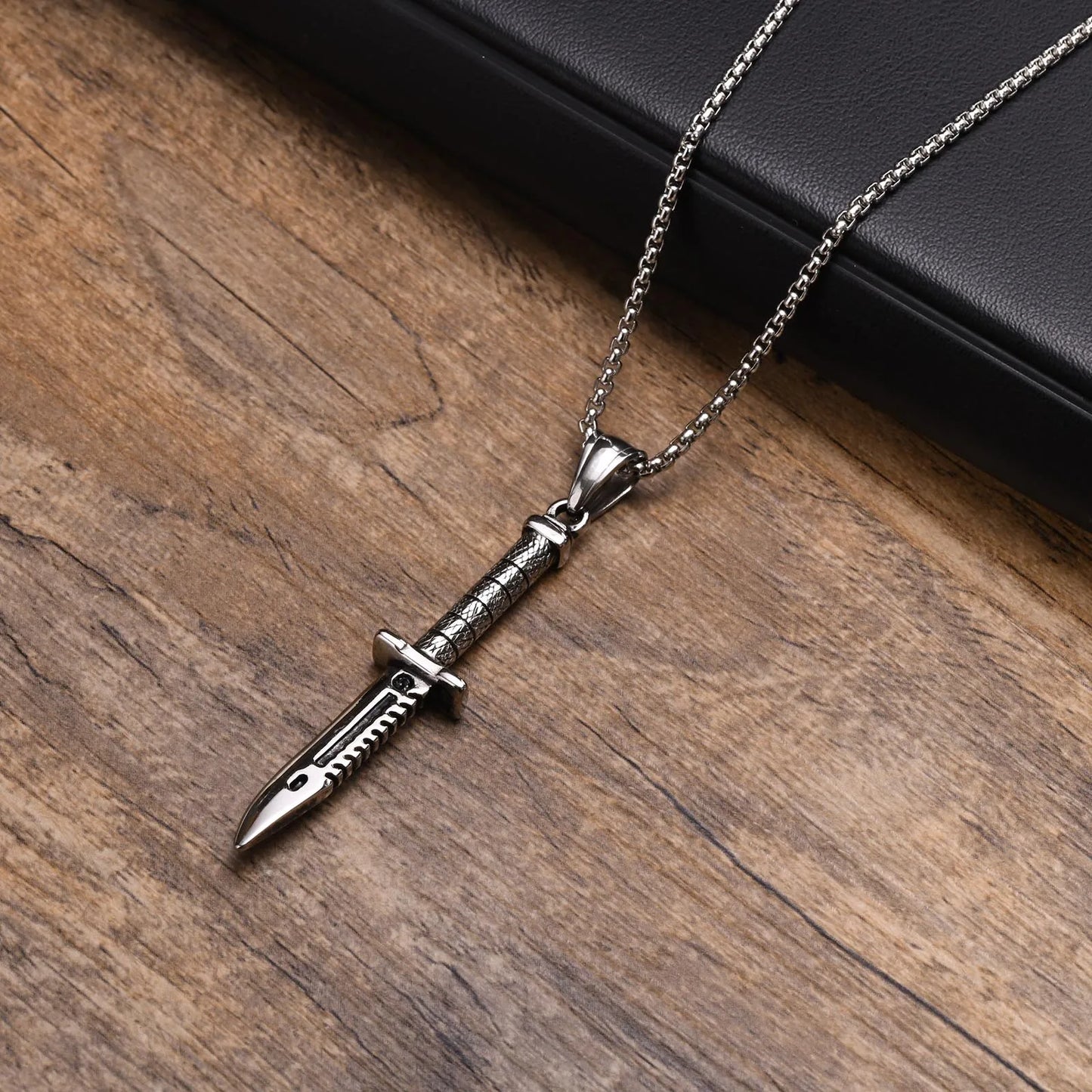 Men's Retro Punk Stainless Steel Dagger Pendant Necklace - Lovez Aqua© -