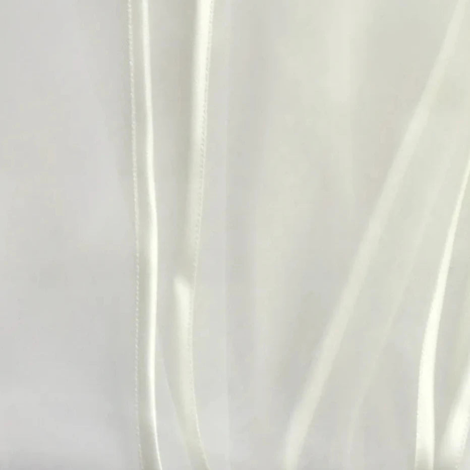 White Ribbon Edge Two Layer Cathedral Length Soft Italian Tulle Wedding Veil - Lovez Aqua© - Off White / 300cm