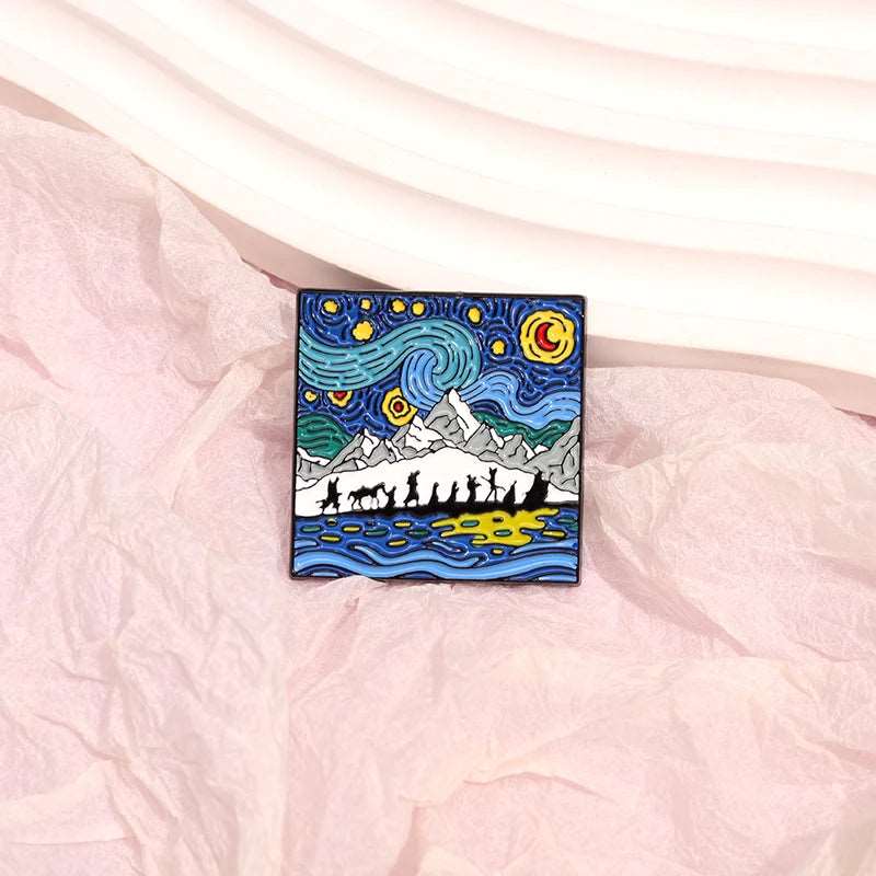 Lord of the Rings & The Hobbit Van Gogh Starry Sky Style Lapel Brooch - Lord of the Rings -