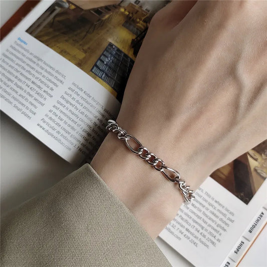 Women's 925 Sterling Silver Chic Thick Link Chain Bracelet - Lovez Aqua© -