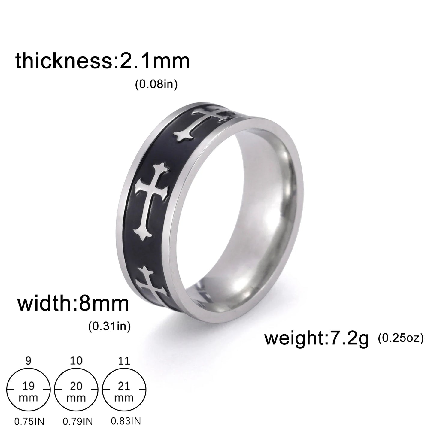 Men's Geometric Engraved Pattern Thick Stainless Steel Band Ring - Lovez Aqua© - Style 6 / 11