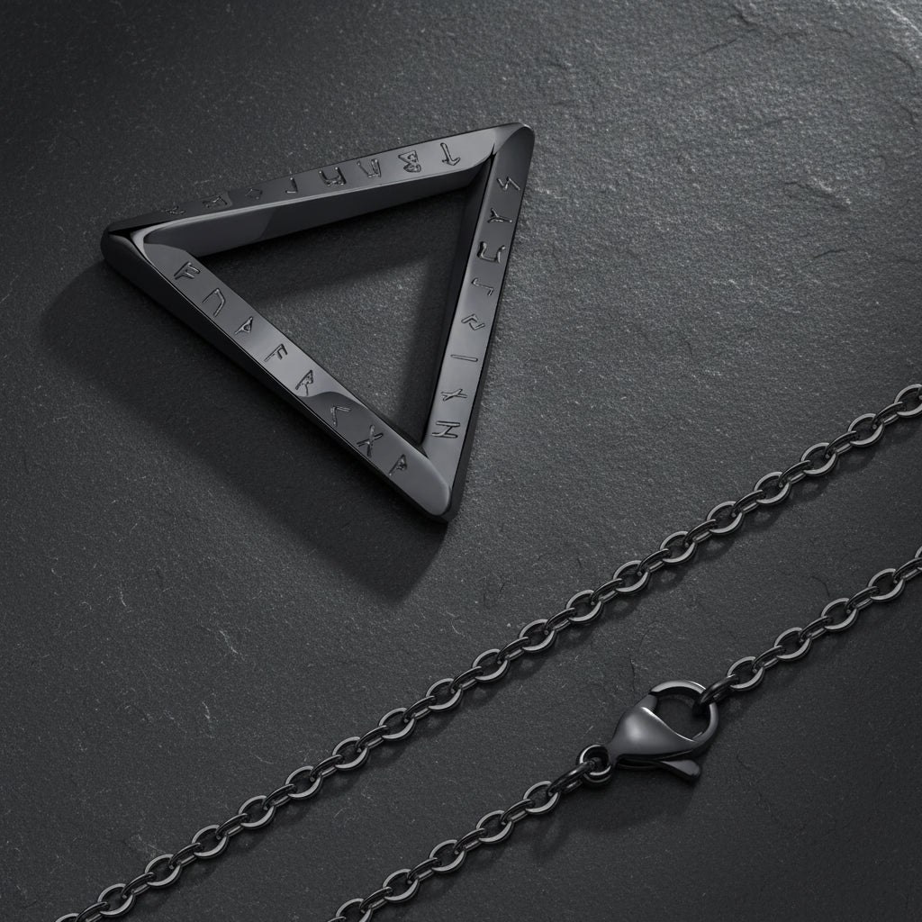 Men's Antique Twisted Norse Viking Triangle Pendant Necklace - Lovez Aqua© - 5 / 50cm