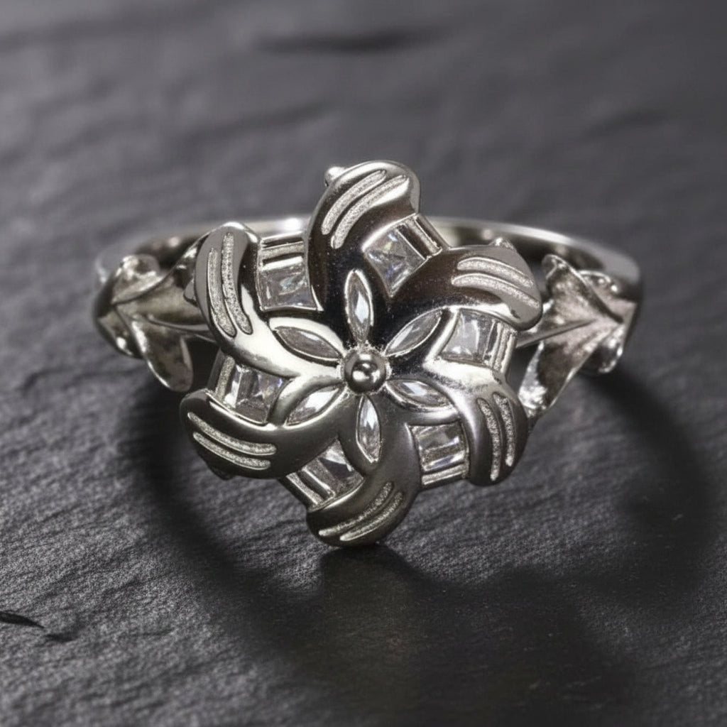 Real S925 Sterling Silver & Zircon LOTR Lady Galadriel Nenya The Ring of Adamant - Lord of the Rings -