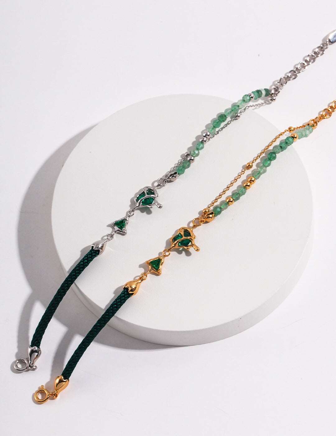 Women's Abstract 18ct Gold Plated Green Strawberry Crystal Heart Bracelet - Lovez Aqua© -