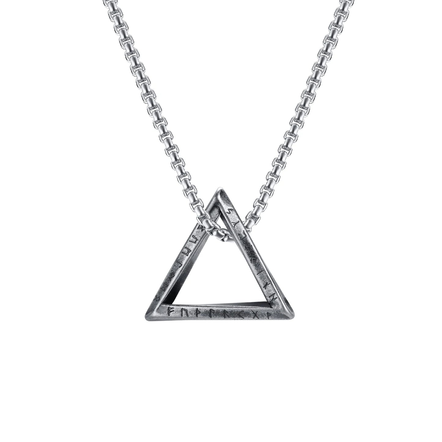 Men's Antique Twisted Norse Viking Triangle Pendant Necklace - Lovez Aqua© - 10 / 50cm