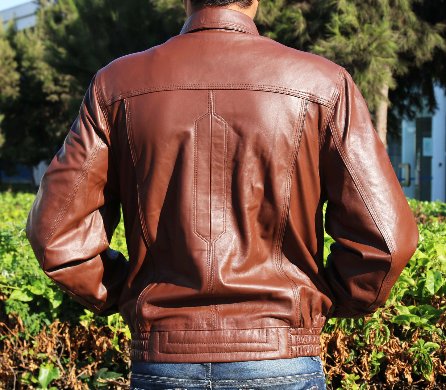 Men's Brown Genuine Lambskin Leather Jacket - Lovez Aqua© -