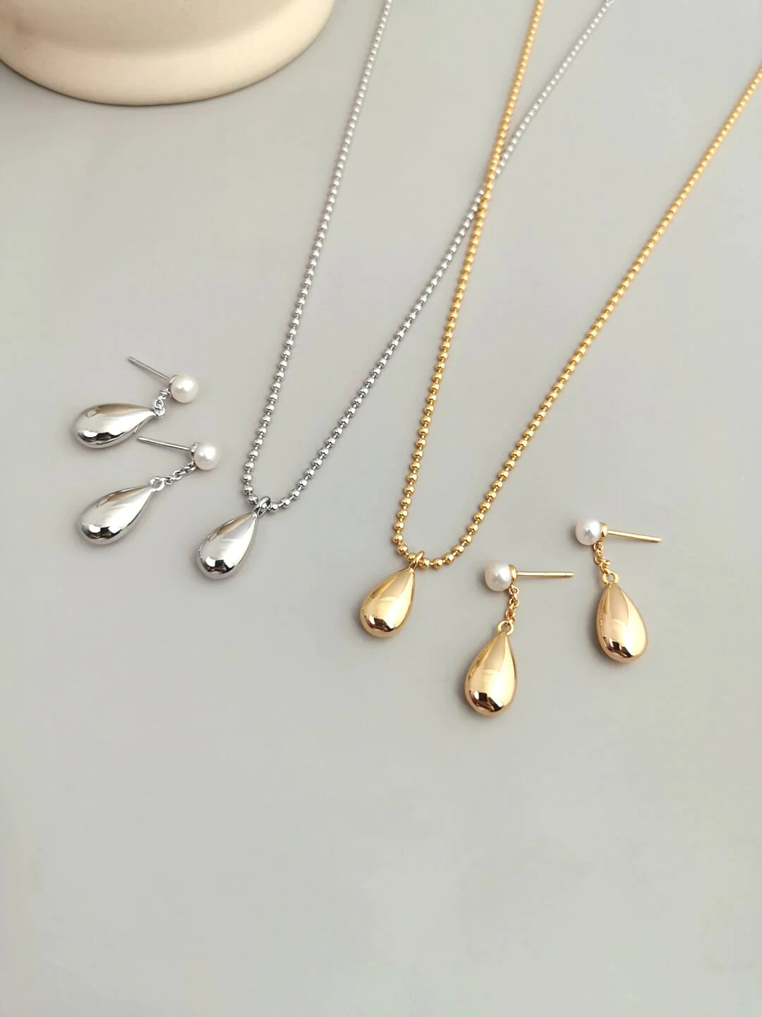 Women's Dainty 18ct Gold Vermeil Raindrop Freshwater Pearl Waterdrop Earrings - Lovez Aqua© -