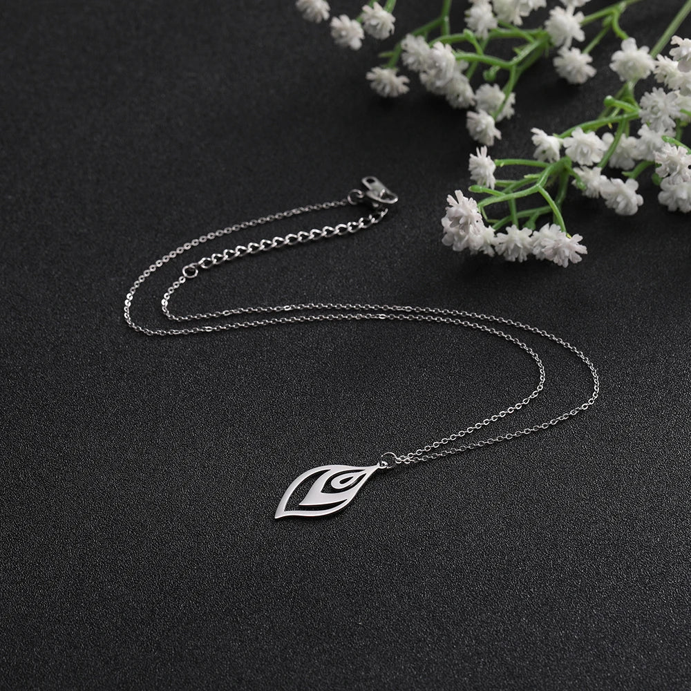 Men's Stainless Steel Leaf-Shaped Pendant Statement Necklace - Lovez Aqua© -