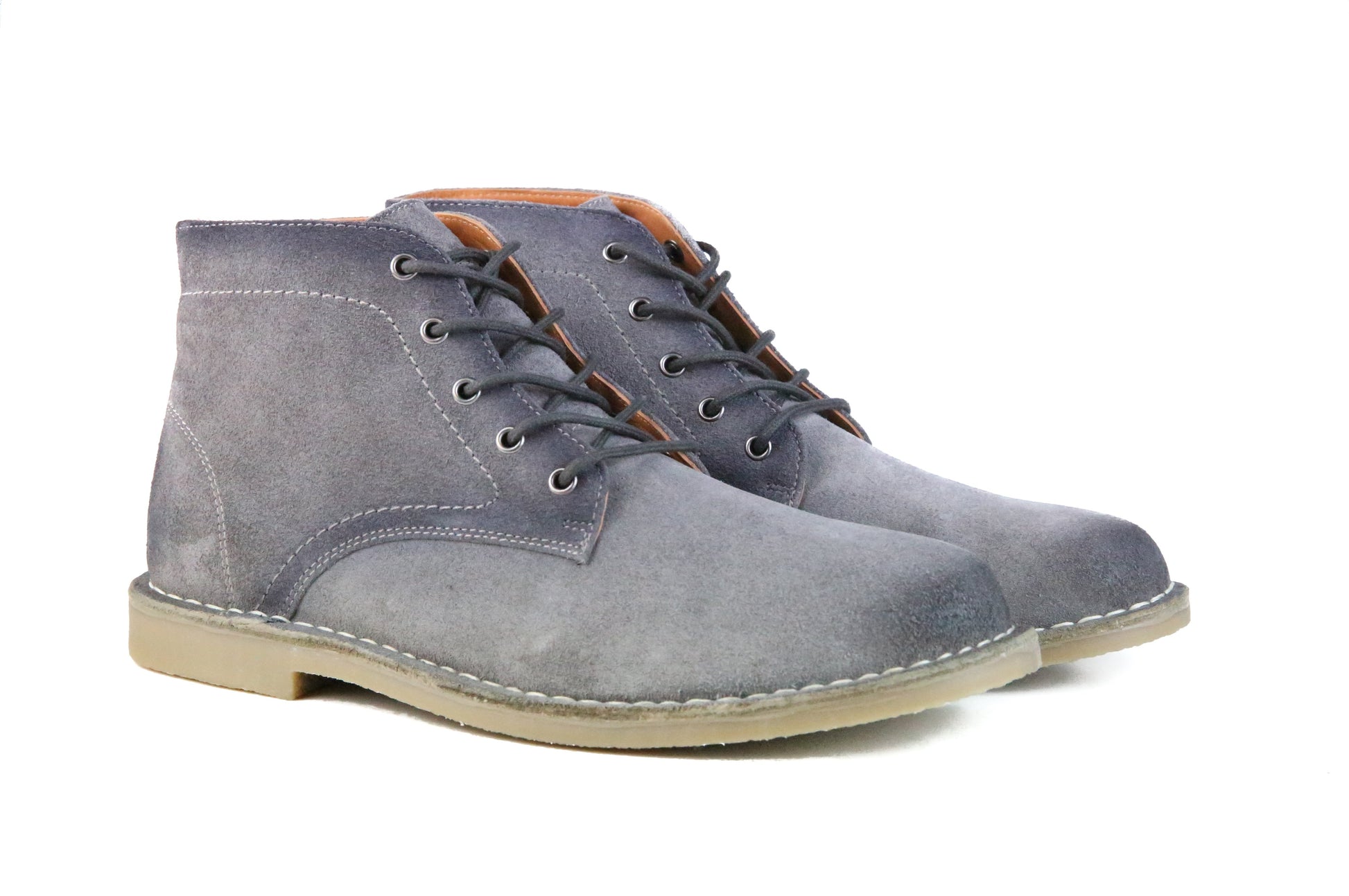 Men's Gray Suede Stylish & Durable Lace Up Burnished Boots - Lovez Aqua© -