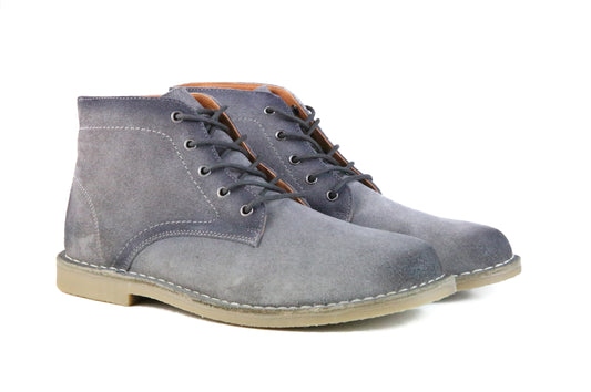 Men's Gray Suede Stylish & Durable Lace Up Burnished Boots - Lovez Aqua© -