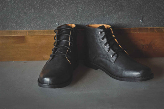 Men's Black Suede Outdoor Suede Leather Lace-Up Boots