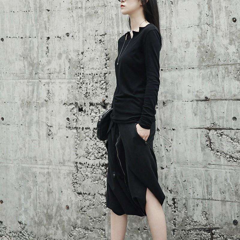 Women’s Black Punk Gothic Long Sleeve Chic Cut Out Collar Blouse - Lovez Aqua© -