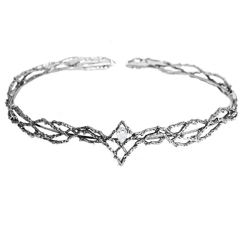 Lord of the Rings Elven King Thrandiul Delicate Elvish Waterdrop Crystal Crown - Lord of the Rings - Silver White